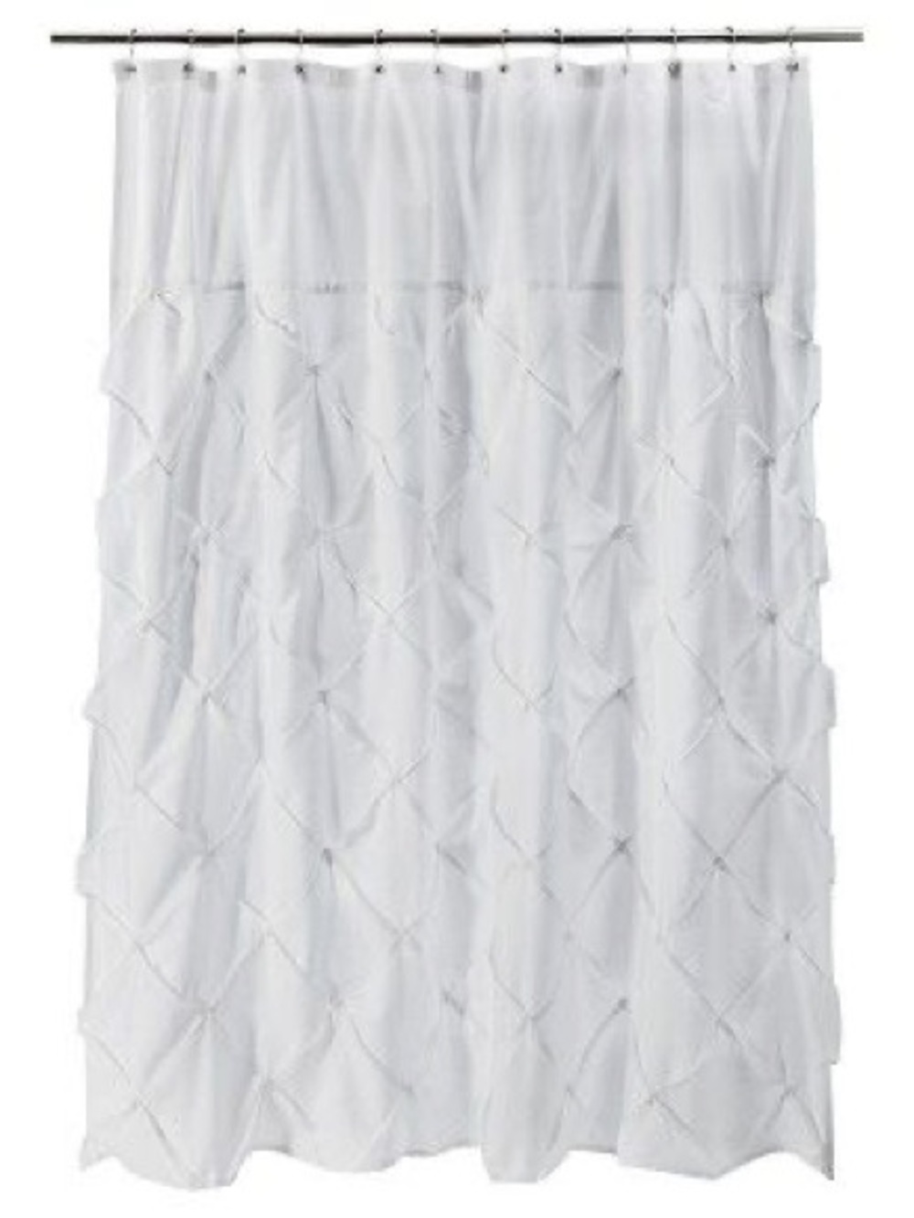 Threshold ~ white pintuck (pinch-pleat) shower curtain,